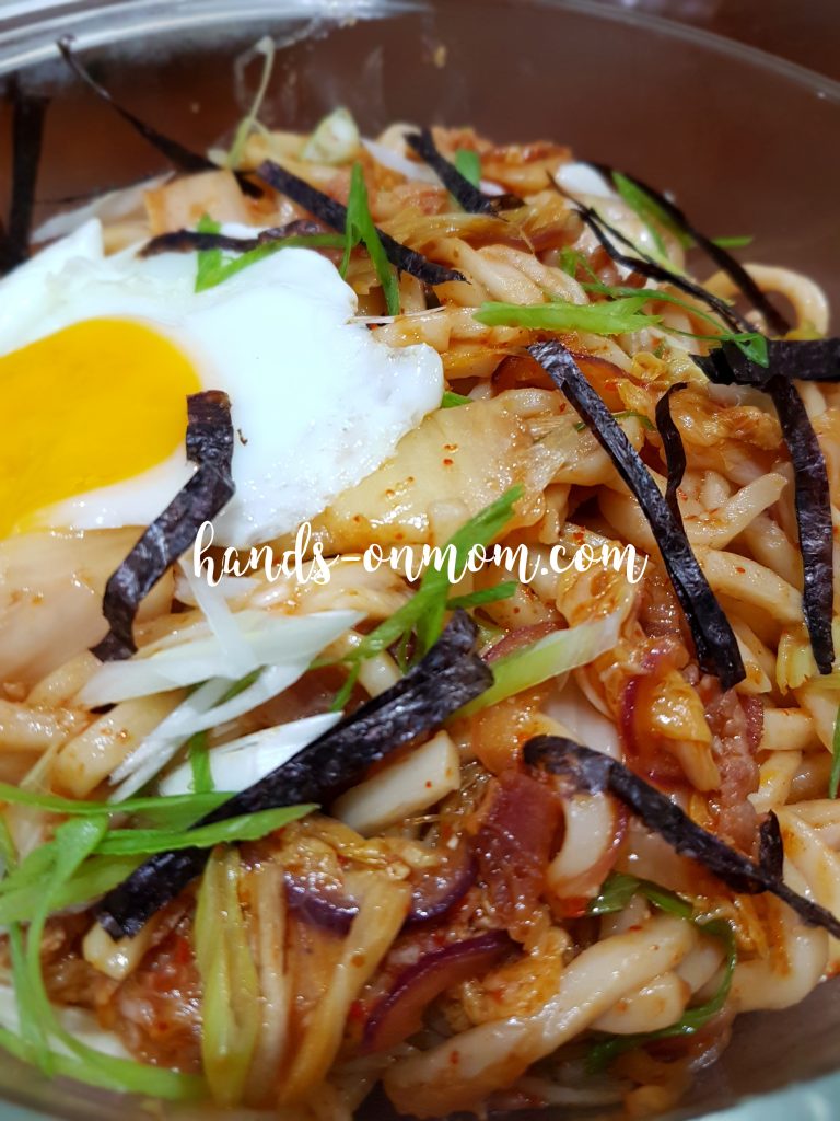 kimchi udon stirfry for breakfast