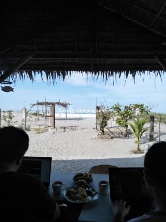 online schooling by the beach